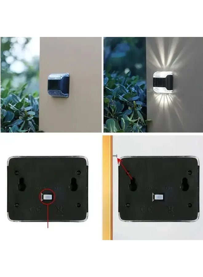 4Pcs Solar Outdoor Wall Lights White LED IP44 Waterproof For Garden Courtyard - Image 5