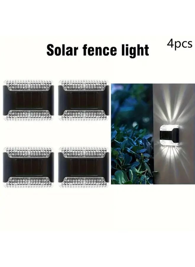 4Pcs Solar Outdoor Wall Lights White LED IP44 Waterproof For Garden Courtyard - Image 1