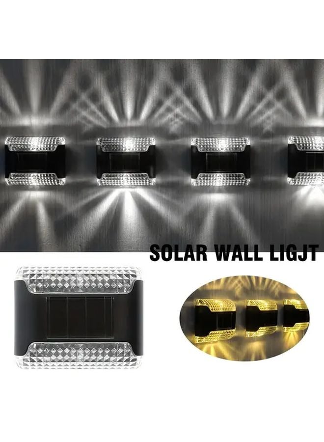 4Pcs Solar Outdoor Wall Lights White LED IP44 Waterproof For Garden Courtyard - Image 3