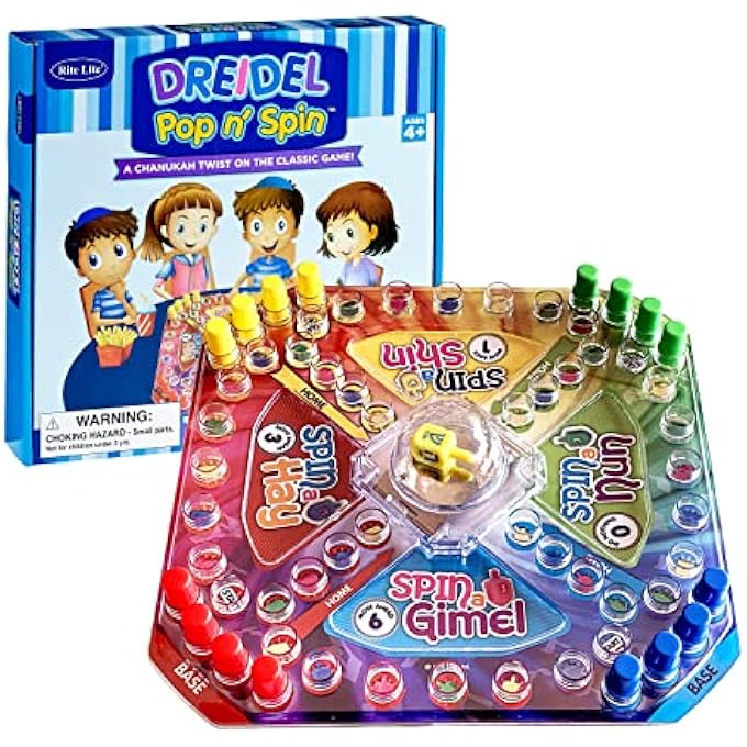 Rite Lite Dreidel Pop  Spin Hanukkah Board Game  Chanukah Gifts Decorations Goodie Bag Rewards Jewish Holiday Party Favors Gift Set for Kids Judaica - Image 1