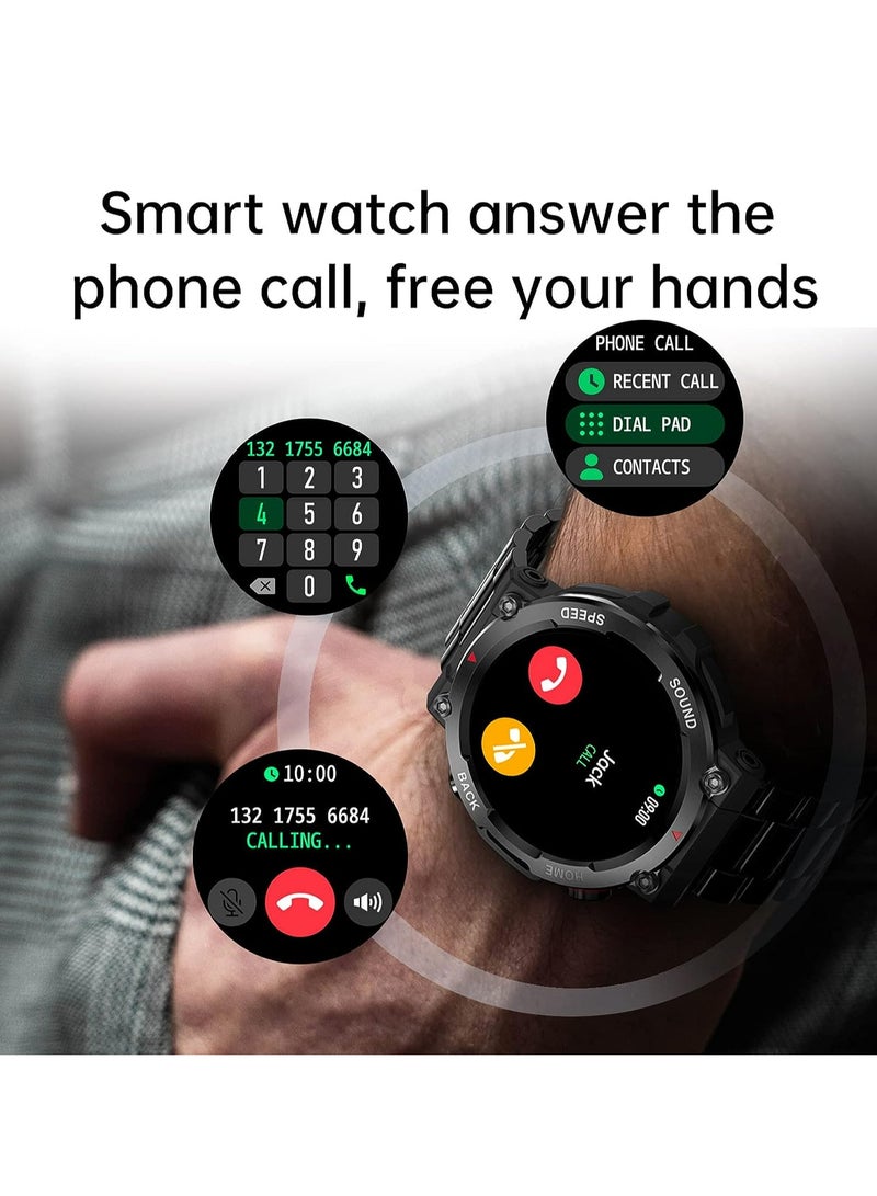 RollsTimi  Men's Military Smart Watch,1.39 inch HD Screen Smartwatch with Bluetooth Call Heart Rate Sleep Monitor Outdoor Sports Watch for iOS Android - Image 4