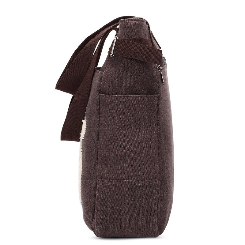 KAUKKO Women Canvas Handbag Shoulder Bag Cat Big Tote Bag(093-COFFEE) - Image 4
