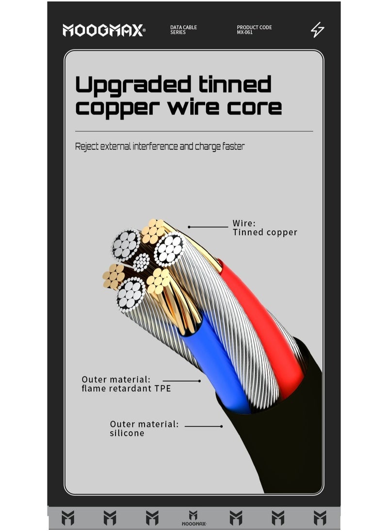 MOOGMAX - Type-C to Type-C Cable made of soft and strong silicon and digital display of charging watt Supports fast charging PD until 60W, 1M length, Compatible with Iphone 15 series, Samsung  and Huawei phones - Image 1