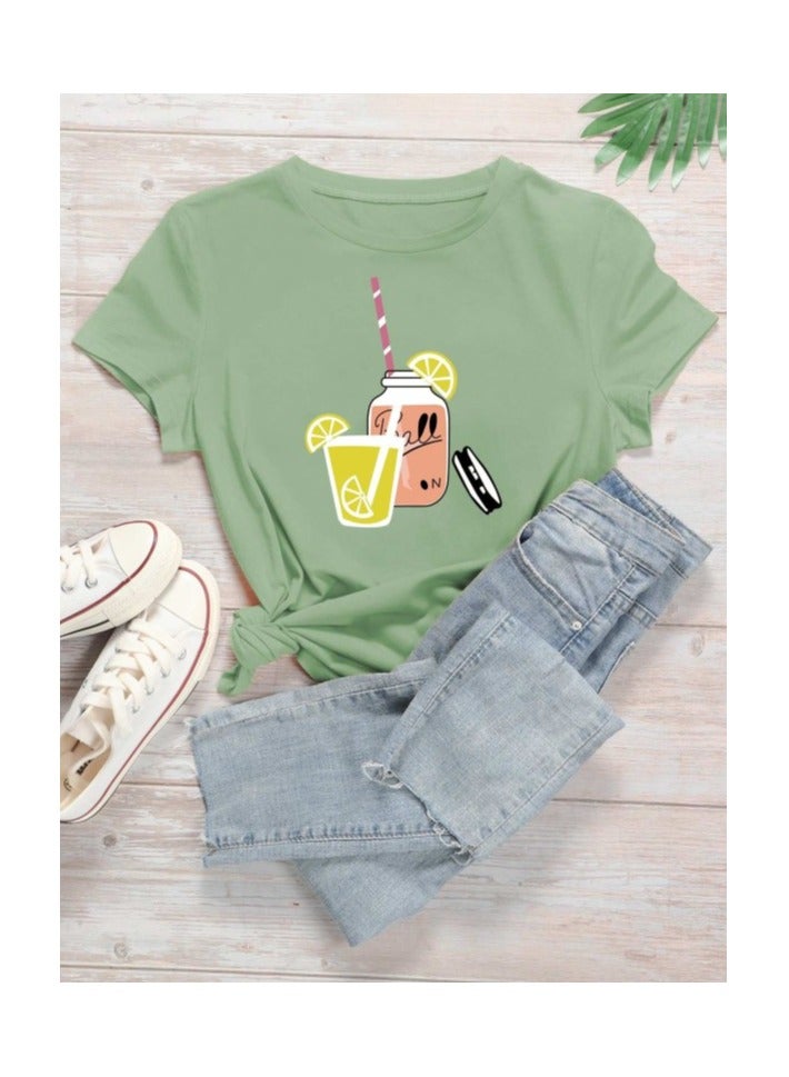 Shein Graphic t-shirt plus drink and lettering - Image 1