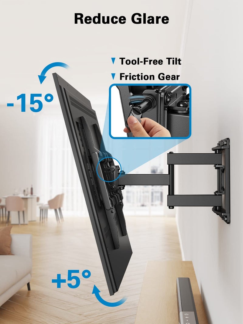 Pipishell Full Motion TV Wall Mount for 40â€“82 inch TVs, Swivel TV Wall Mount with Smooth Dual Arms, Wall Bracket Fits Most 55+ 65+ 75+ TVs, Max VESA 600x400mm, Fits 12â€³/16â€³ Wood Studs, up to 110 lbs - Image 5