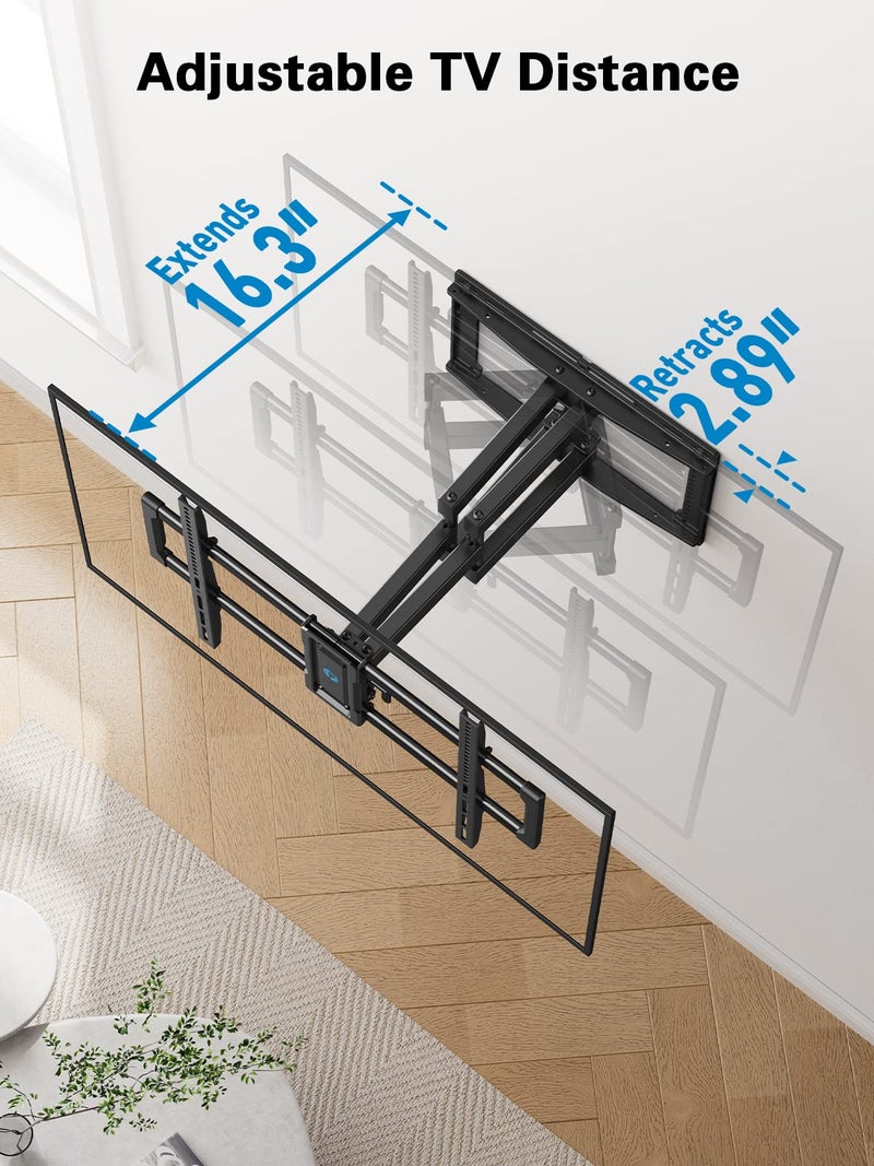Pipishell Full Motion TV Wall Mount for 40â€“82 inch TVs, Swivel TV Wall Mount with Smooth Dual Arms, Wall Bracket Fits Most 55+ 65+ 75+ TVs, Max VESA 600x400mm, Fits 12â€³/16â€³ Wood Studs, up to 110 lbs - Image 4