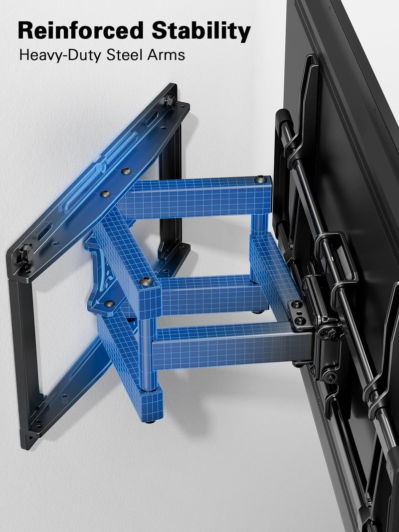 Pipishell Full Motion TV Wall Mount for 40â€“82 inch TVs, Swivel TV Wall Mount with Smooth Dual Arms, Wall Bracket Fits Most 55+ 65+ 75+ TVs, Max VESA 600x400mm, Fits 12â€³/16â€³ Wood Studs, up to 110 lbs - Image 3