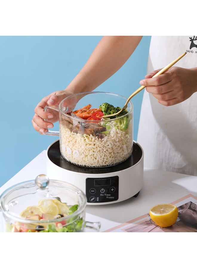 Weimingnuo High Borosilicate Glass Household Bowl 1500ml High Temperature Resistant Noodle Pot Soup Pot Glass Pot Single Handle Glass Bowl - Image 2