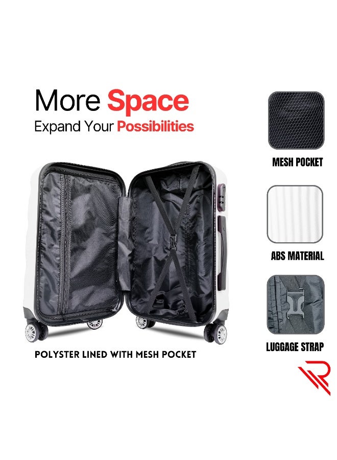 Reflection ABS Cabin Luggage Airline Approved, Lightweight 20 Inch Luggage- 360° Silent Wheels, ABS Hard Suitcase Trolley, Spinner Wheels, Travel Luggage  (20-Inch , White) - Image 3
