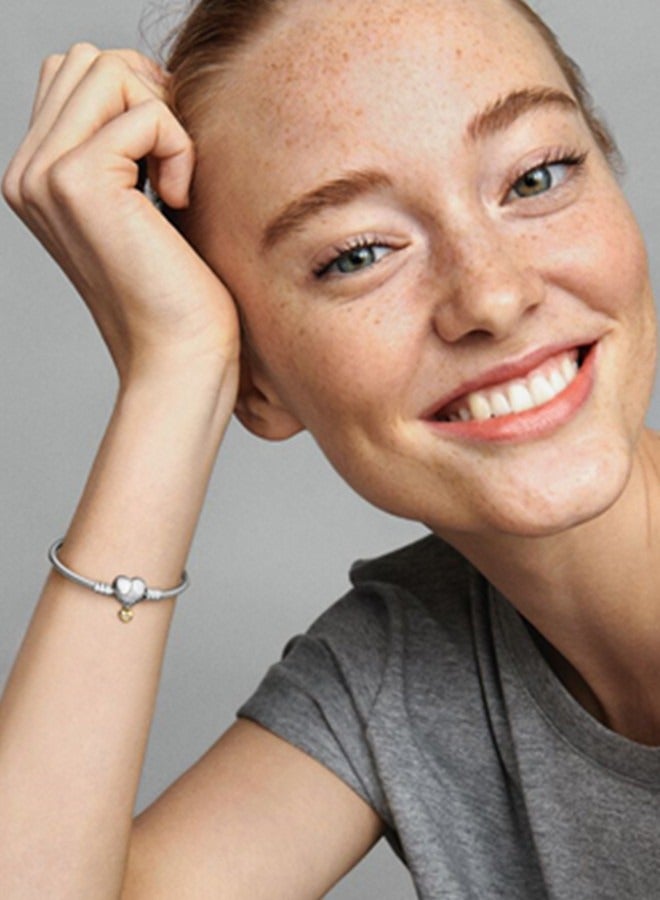 Chomel Pandora Moments Women's 925 Silver Disney Heart-Shaped Snake Bone Chain Bracelet 569563C01 - Image 3