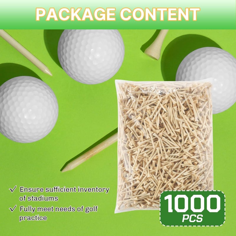 weyleity Bamboo Golf Tees 1000/500/250 PCS 2-3/4 & 3-1/4 inch Length | Bamboo Golf Tees, 7X Stronger Than Wood Golf Tees, Reduce Friction & Side Spin - Image 2