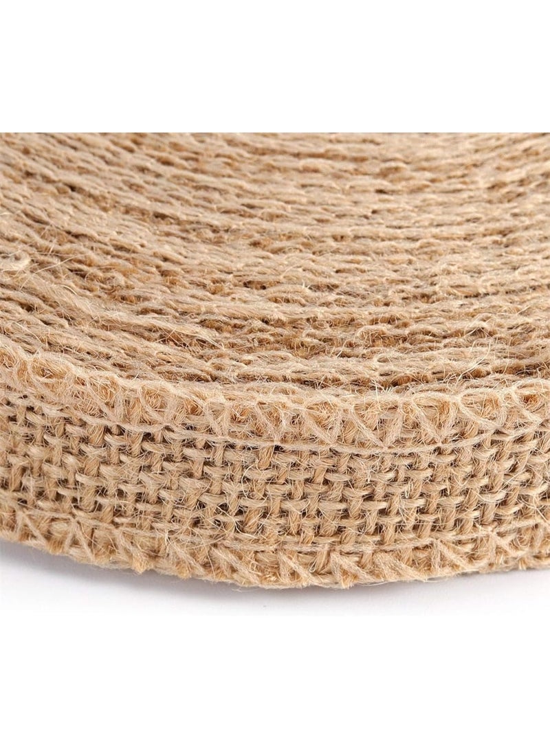 3 Rolls Burlap Fabric Ribbon, Brown Natural Burlap Fabric Roll Jute Ribbon for Gift Wrapping Craft Projects Party Favor Wedding Decoration Home DIY Craft Decoration (2cm Wide 10m Long)  - Image 2
