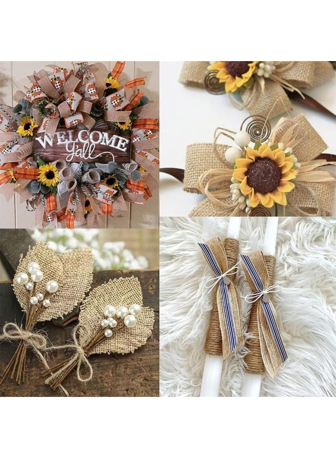 3 Rolls Burlap Fabric Ribbon, Brown Natural Burlap Fabric Roll Jute Ribbon for Gift Wrapping Craft Projects Party Favor Wedding Decoration Home DIY Craft Decoration (2cm Wide 10m Long)  - Image 4