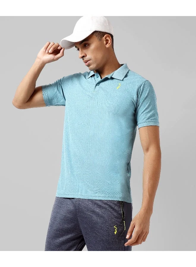 Men's Sky Blue Basic Activewear Polo T-Shirt