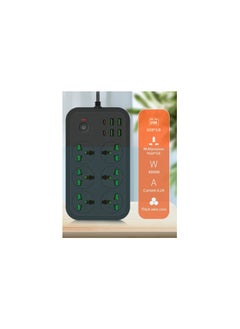 COMFET COMFET 12 in 1 Universal Power Strip (socket) with USB C 2 Slots, Extension Cord(2meter) with 6 Wide Universal Sockets and 4 USB Ports, 110-240v, Max 3000w, Independent Switch, International Plug(BLACK).  - Image 3