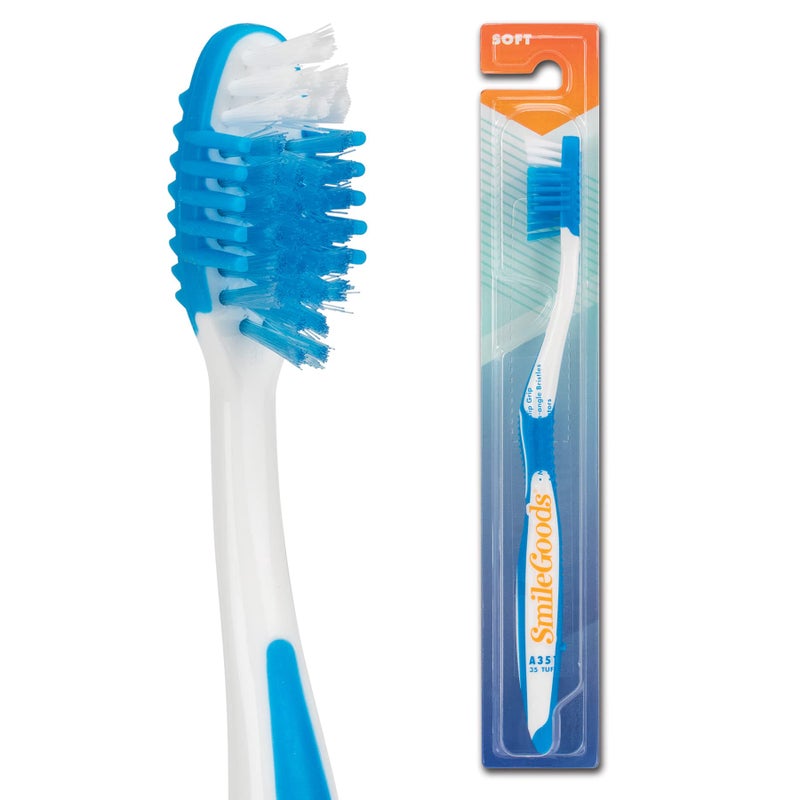 SmileGoods A351 Toothbrush 35 Tuft Soft Bristle Individually Packaged Toothbrushes Assorted Colors Bulk Pack of 72