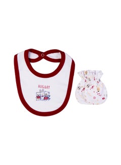 Babies Basic 5 Piece Unisex 100% Cotton Gift Set Include Bib, Romper, Mittens, Cap And Sleepsuit/Jumpsuit- Hug Day  - Image 5