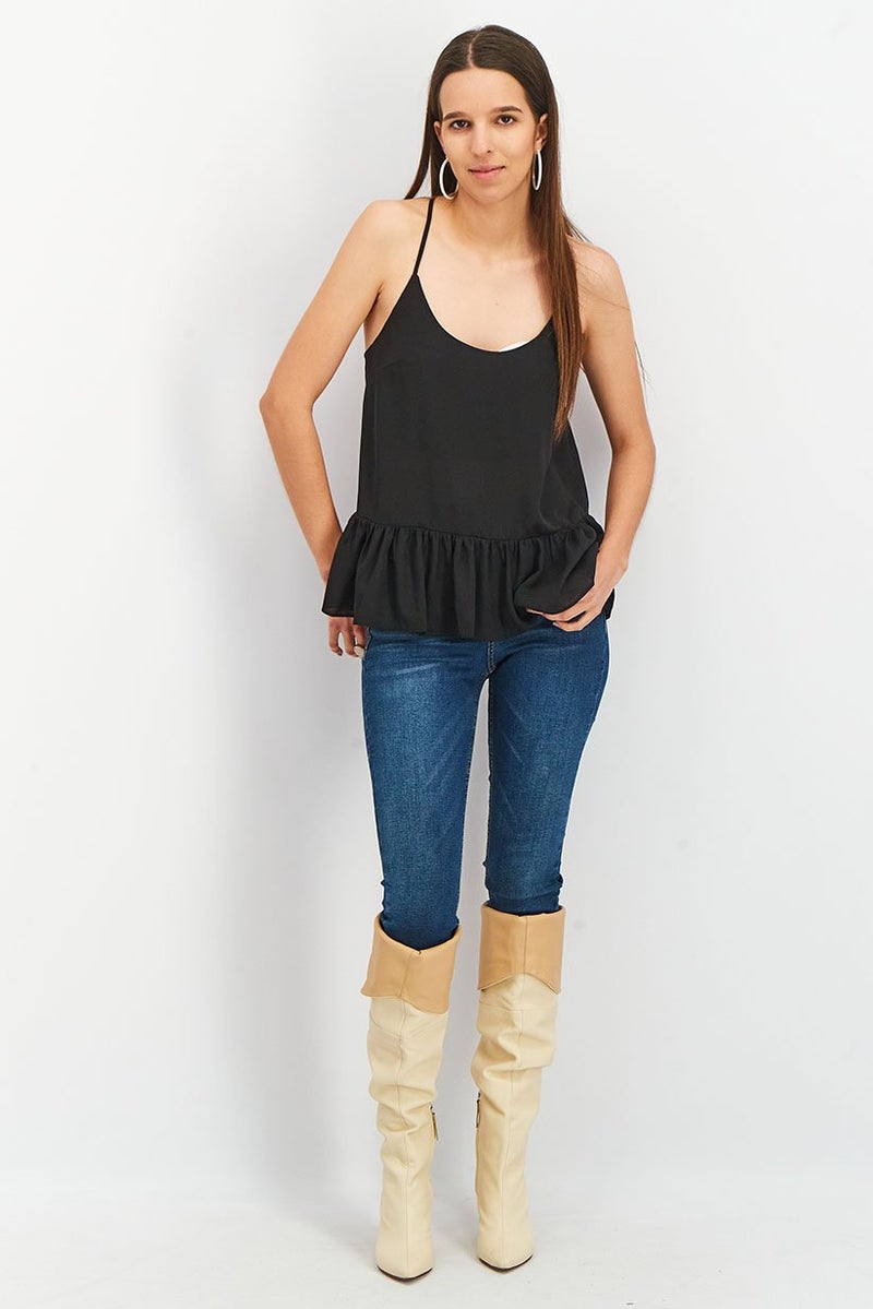 ASOS تصميم أسوس بلوزة نسائية بلا أكمام على شكل حرف U، سوداء - Image 3