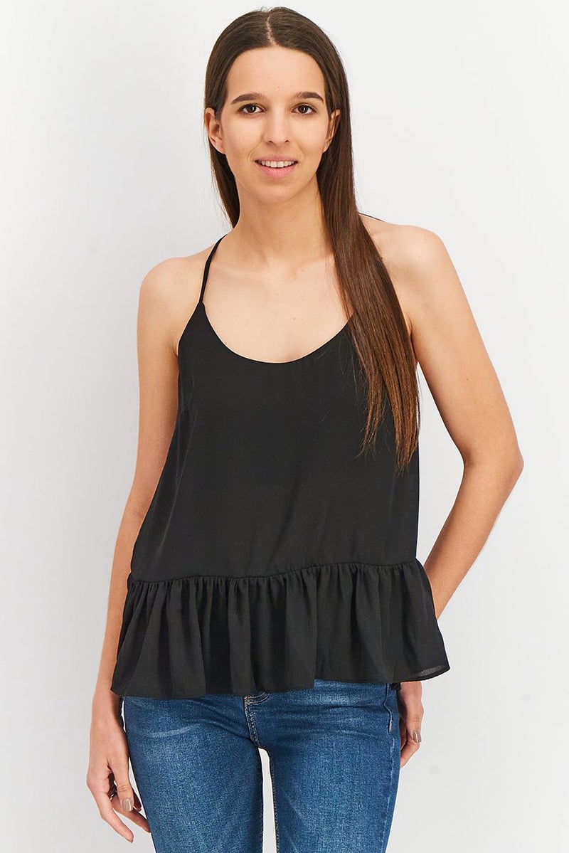 ASOS تصميم أسوس بلوزة نسائية بلا أكمام على شكل حرف U، سوداء - Image 1