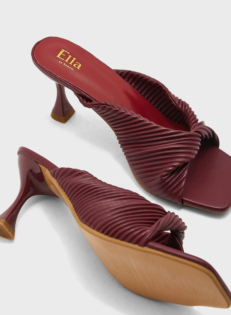 ELLA Pleated Twist Front Mule Sandal