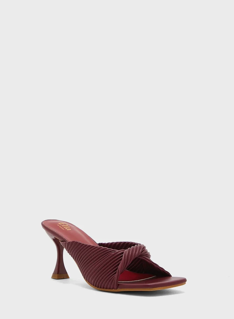 ELLA Pleated Twist Front Mule Sandal