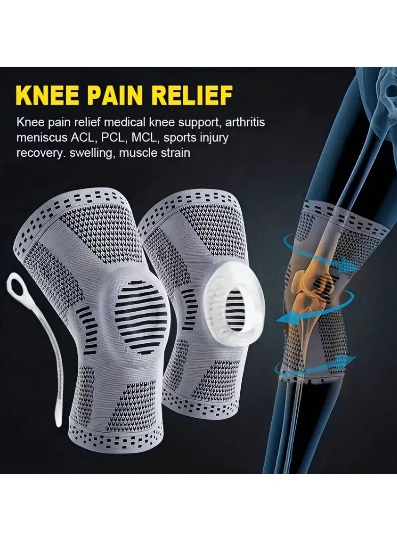 Gonice - 1pc Professional Knee Brace, Compression Knee Sleeve With Patella Gel Pad And Side Stabilizer, Knee Support Bandage Pain Relief Medical Knee Pad For Running, Exercise, Arthritis, Joint Recovery - Image 1