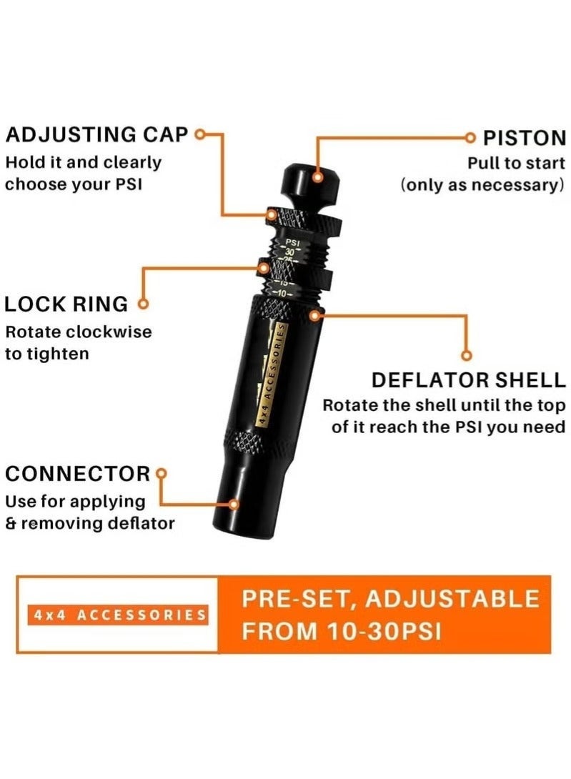 WALALLA Adjustable Auto-Stop Tire Deflator Valve Kit, 10-30 PSI, Screw-on Tire Air Down Tool for Off-road 4x4 Vehicles, Compatible with Jeep, Car, Motorcycle - Image 3