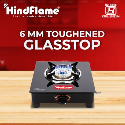 Hindflame هندفليم 1 موقد بيكسل أسود زجاج مقوى يدوي للغاز (1 موقد) - Image 4
