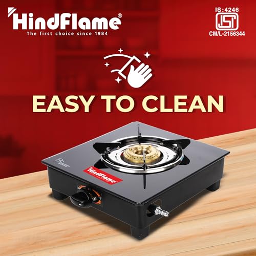 Hindflame هندفليم 1 موقد بيكسل أسود زجاج مقوى يدوي للغاز (1 موقد) - Image 5