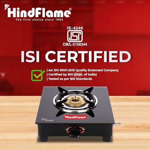 Hindflame هندفليم 1 موقد بيكسل أسود زجاج مقوى يدوي للغاز (1 موقد) - Image 3