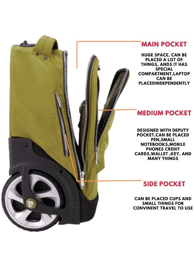 pierre cardin 3 Piece Kids School Trolley Bag laptop compartment Big Wheels With Lunch bag & Pencil Case  - Image 2