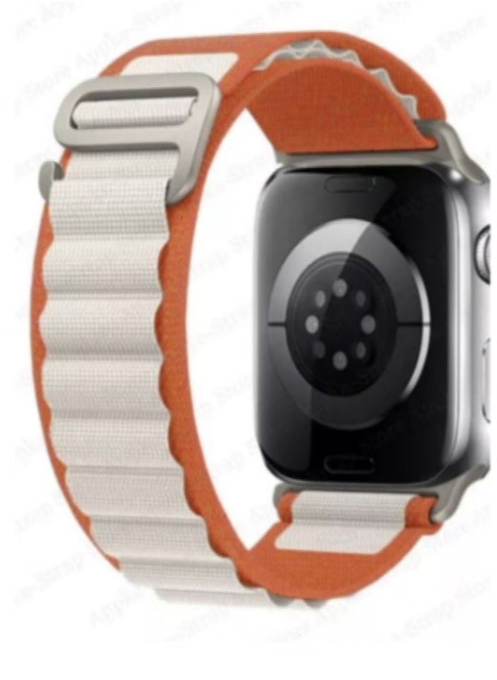 Generic - Replacement band for Apple Watch orange and white size 49 - Image 1