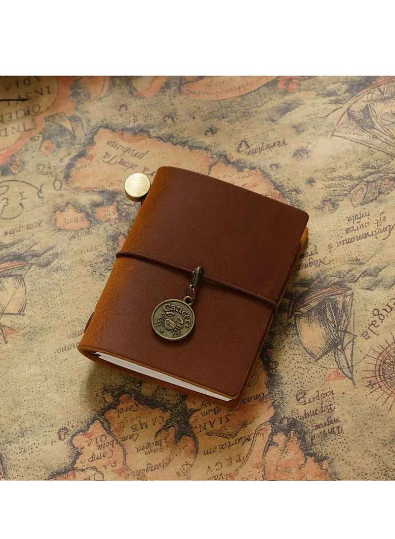 Mini Notebook, Vintage Leather Travelers Notebook, Elegant Design Compact Journal Diary, Lightweight Planner Organizer Pocket Notebook With Pendant, (1pc, Light Brown) - Image 2