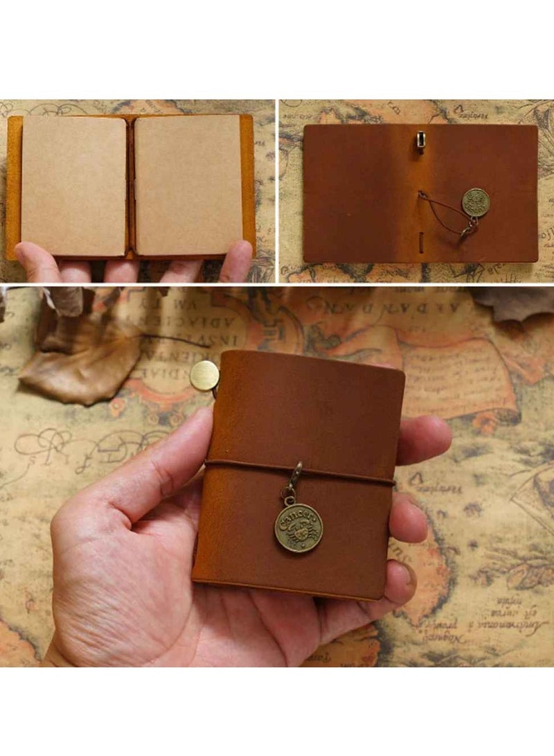 Mini Notebook, Vintage Leather Travelers Notebook, Elegant Design Compact Journal Diary, Lightweight Planner Organizer Pocket Notebook With Pendant, (1pc, Light Brown) - Image 3