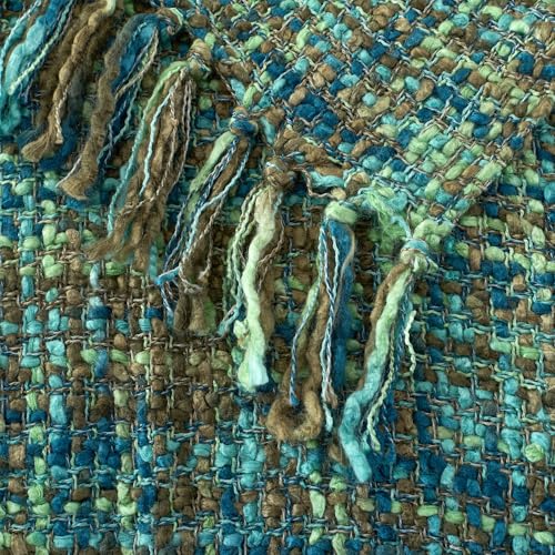 GINAMUSE Multi-Color Green Cable Knitted Throw Blanket for Couch,50"X60" Boho Style Textured Blankets for Home Decor,Super Soft Warm Cozy Chunky Knit Blanket with Decorative Tassels for Bed and Sofa - Image 4