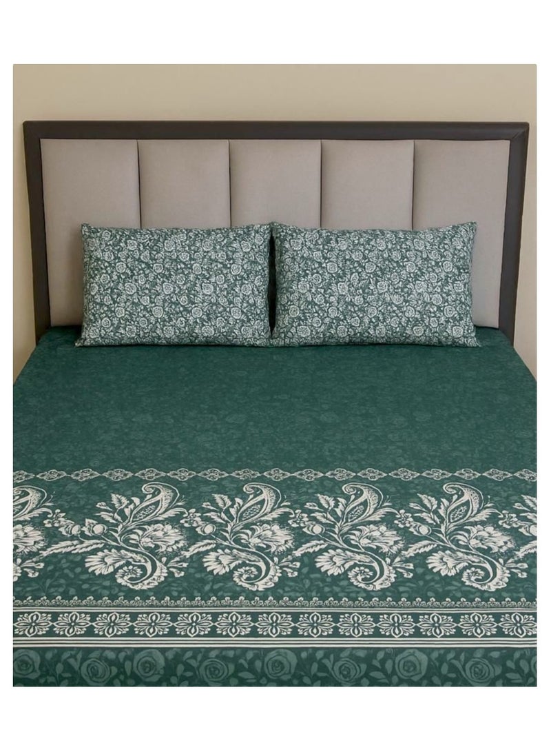 طقم ملاءات سرير مزدوج مقاس كينغ - ملاءات سرير قطنية مطبوعة مع غطاء وسادة
