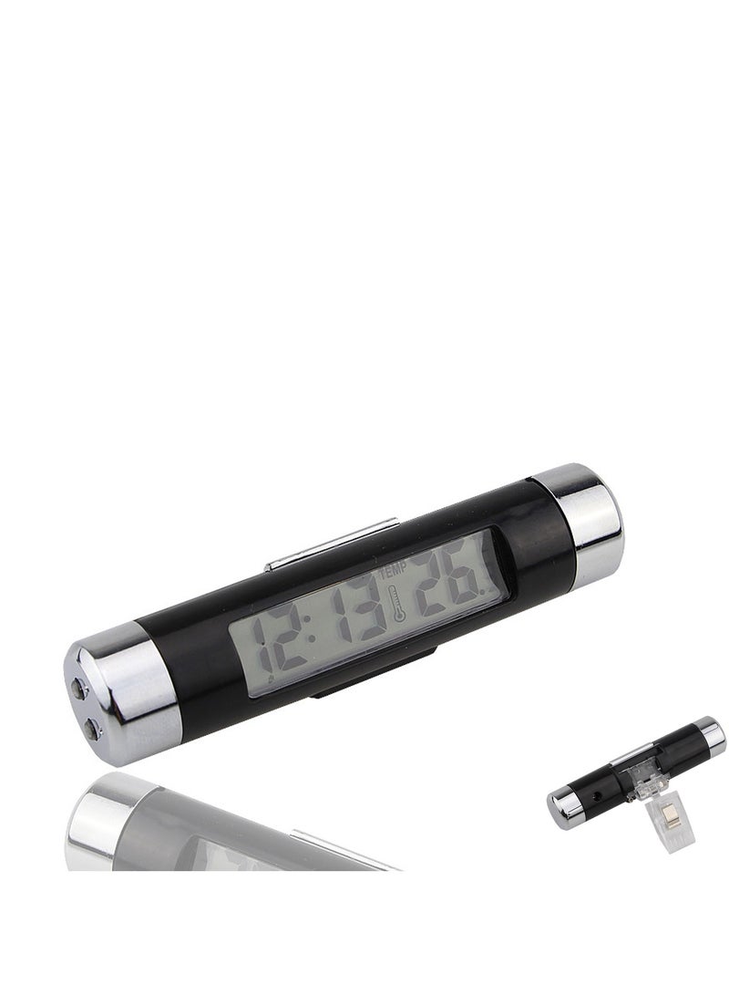 CMGTYYD. ساعة السيارة، ساعة سيارات عالية الدقة للسيارات - ساعة رقمية 2 في 1 لعرض درجة الحرارة والساعة الرقمية للسيارات مع إضاءة خلفية زرقاء لمخرج تهوية السيارة - Image 1