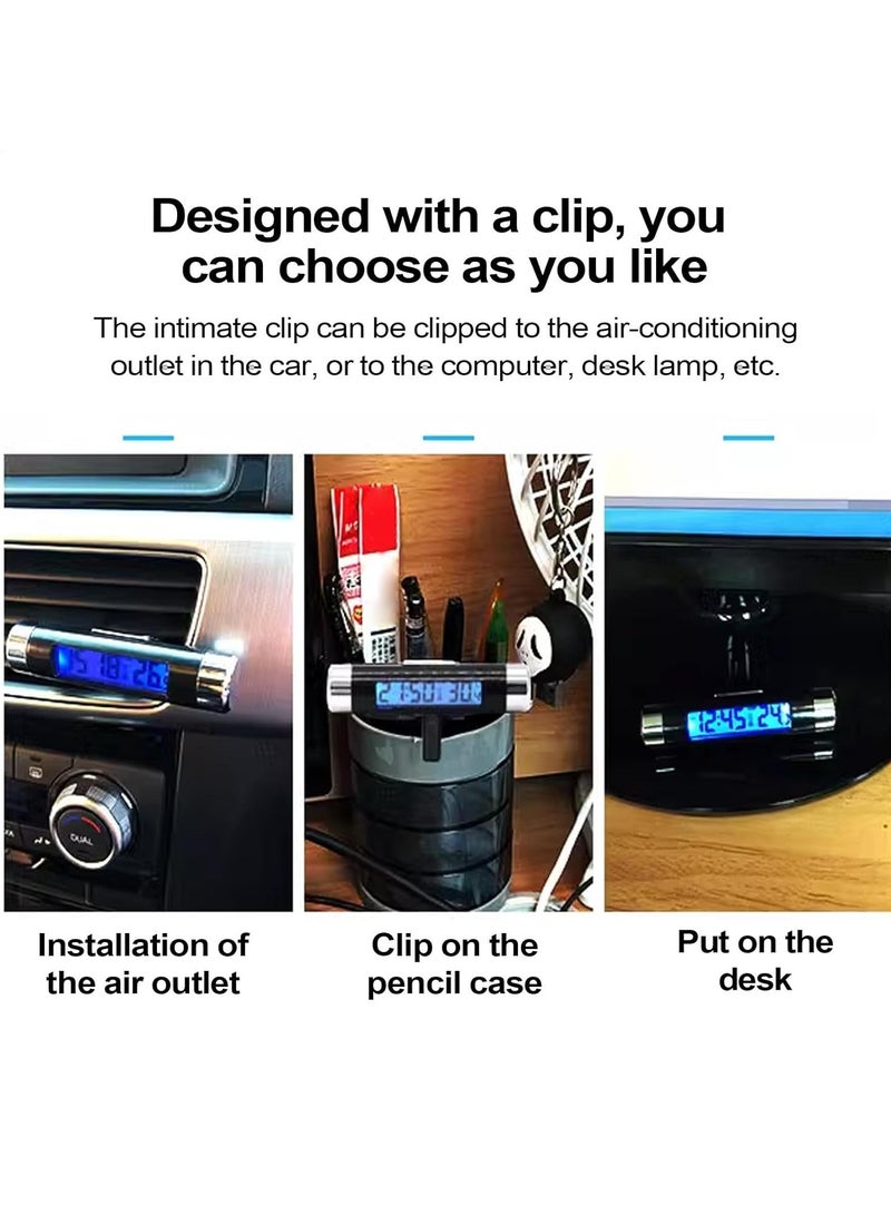 CMGTYYD. ساعة السيارة، ساعة سيارات عالية الدقة للسيارات - ساعة رقمية 2 في 1 لعرض درجة الحرارة والساعة الرقمية للسيارات مع إضاءة خلفية زرقاء لمخرج تهوية السيارة - Image 3