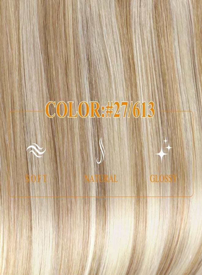 Easyouth Wire Hair Extensions Blonde Highlight Wire Extensions Real Human Hair Honey Blonde Highlights Honey Blond Fish Line Hair Extension for Short Hair 12 Inch 70g - Image 2