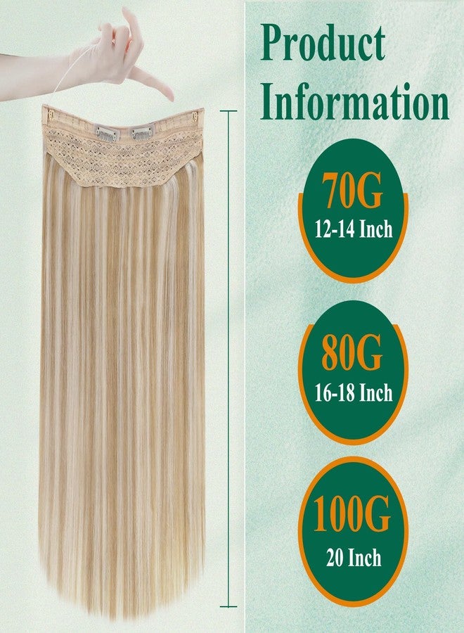 Easyouth Wire Hair Extensions Blonde Highlight Wire Extensions Real Human Hair Honey Blonde Highlights Honey Blond Fish Line Hair Extension for Short Hair 12 Inch 70g - Image 3