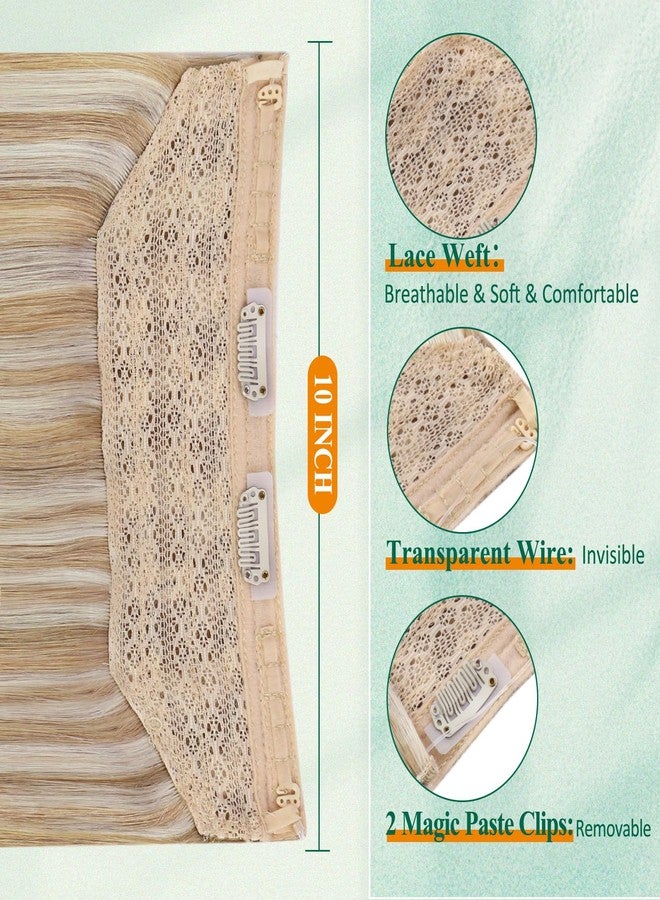 Easyouth Wire Hair Extensions Blonde Highlight Wire Extensions Real Human Hair Honey Blonde Highlights Honey Blond Fish Line Hair Extension for Short Hair 12 Inch 70g - Image 4