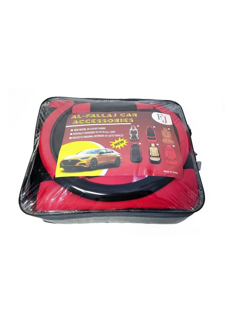 FAJ 13 Pieces Car Seat Cover Cushion Set with Steering Wheel Cover and Comprehensive Interior Protection - Image 3