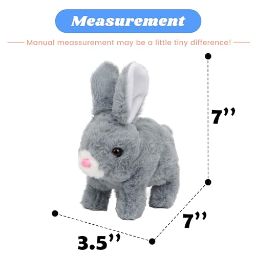 Hopearl Hopping Rabbit Interactive Electronic Pet Plush Bunny Toy with Sounds and Movements Animated Walking Wiggle Ears Twitch Nose Gifts for Toddlers Birthday Gray 7 - Image 5