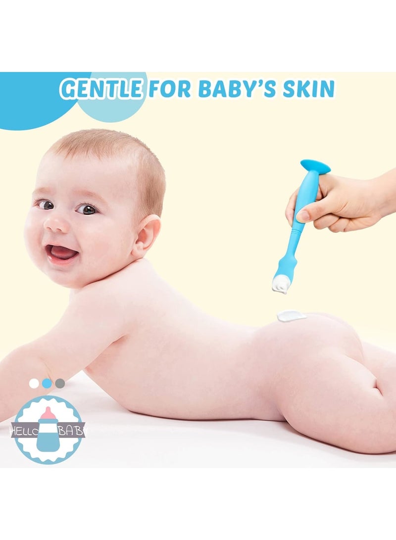 SOLARAE Diaper Cream Applicator for Rashes, Soft Flexible Silicone Bum Brush, Baby Essentials, Gift Idea for Shower and New Mom (Blue, Gray, White) - Image 4