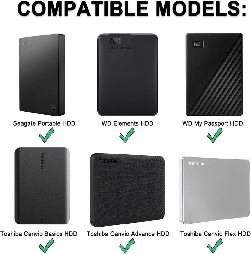 Lacdo Hard Drive Carrying Case for Seagate Portable External Hard Drive, Toshiba Canvio Basics/Flex WD Elements/My Passport HDD Case 1TB 2TB 4TB 5TB 6TB Shockproof Travel Bag,Black - Image 3