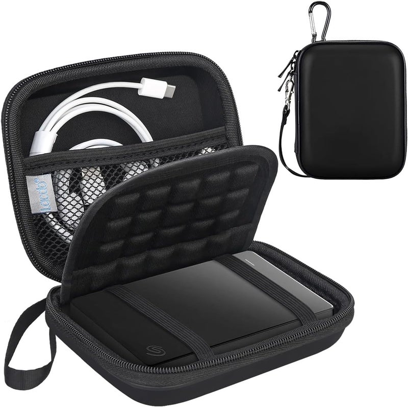 Lacdo Hard Drive Carrying Case for Seagate Portable External Hard Drive, Toshiba Canvio Basics/Flex WD Elements/My Passport HDD Case 1TB 2TB 4TB 5TB 6TB Shockproof Travel Bag,Black - Image 1