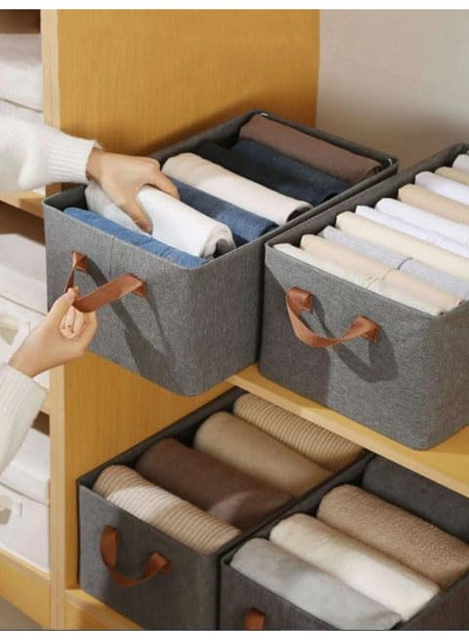 Rylan منظم خزانة ريلان للملابس مع إطار معدني وسلال تخزين مستطيلة لتخزين الأقمشة مع مقابض سلة للتخزين للملابس والسراويل والجينز والكنزات - عبوة من 2 - Image 3