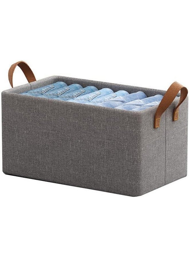 Rylan منظم خزانة ريلان للملابس مع إطار معدني وسلال تخزين مستطيلة لتخزين الأقمشة مع مقابض سلة للتخزين للملابس والسراويل والجينز والكنزات - عبوة من 2 - Image 1