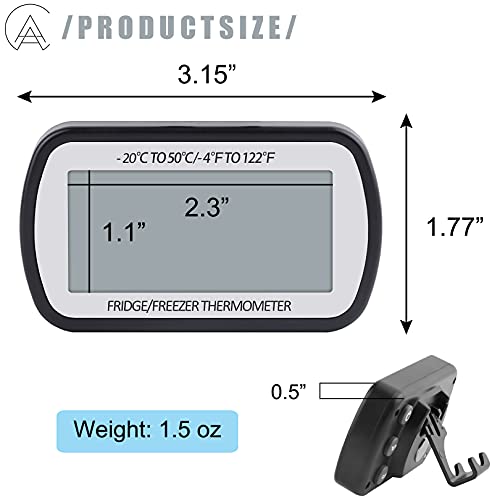 AEVETE Refrigerator Thermometer Digital Fridge Freezer Thermometer with Magnetic Back Large LCD, No Frills Easy to Read (Black-2 Pack) - Image 5