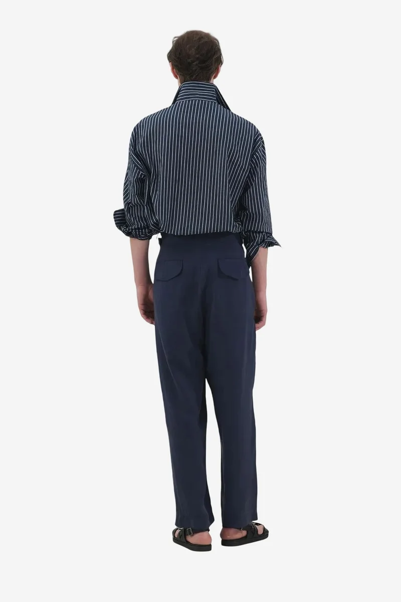 Giesto Navy Blue GIESTO Striped Long Sleeve Shirt with Embroidery for Men | Best Price UAE